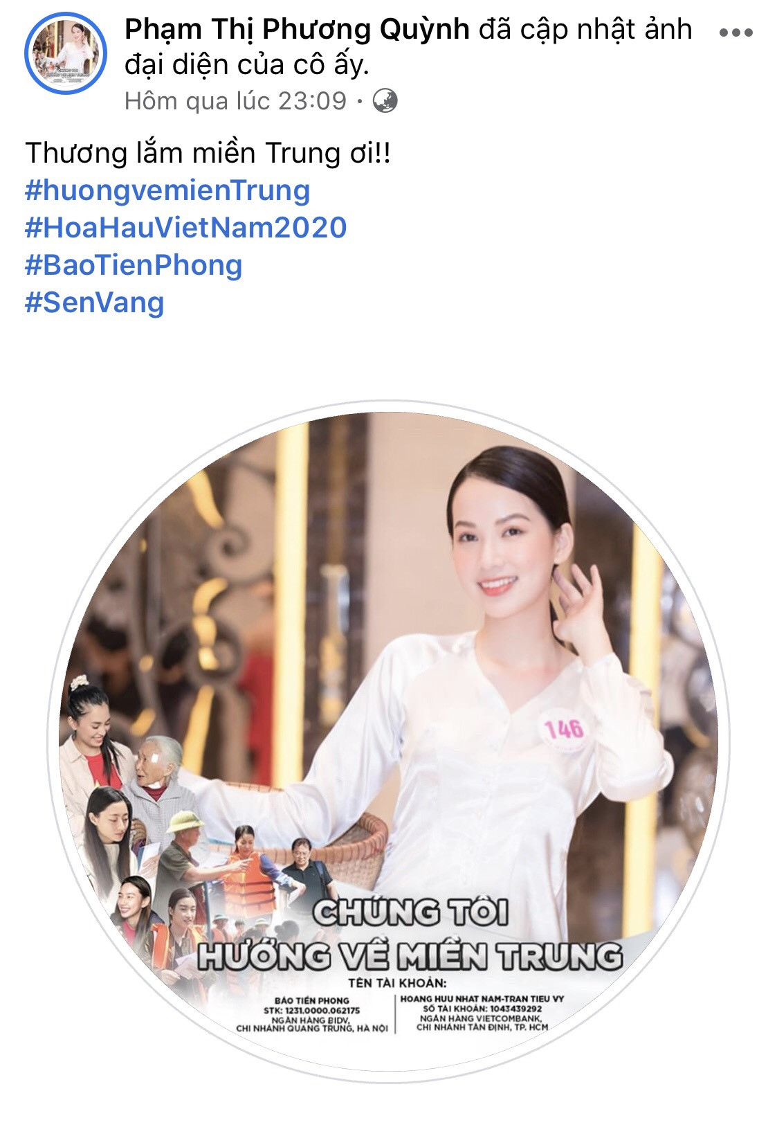 Thí sinh HHVN 2020 chia sẻ đầy xúc động, đồng loạt thay avatar hướng về miền Trung ảnh 10