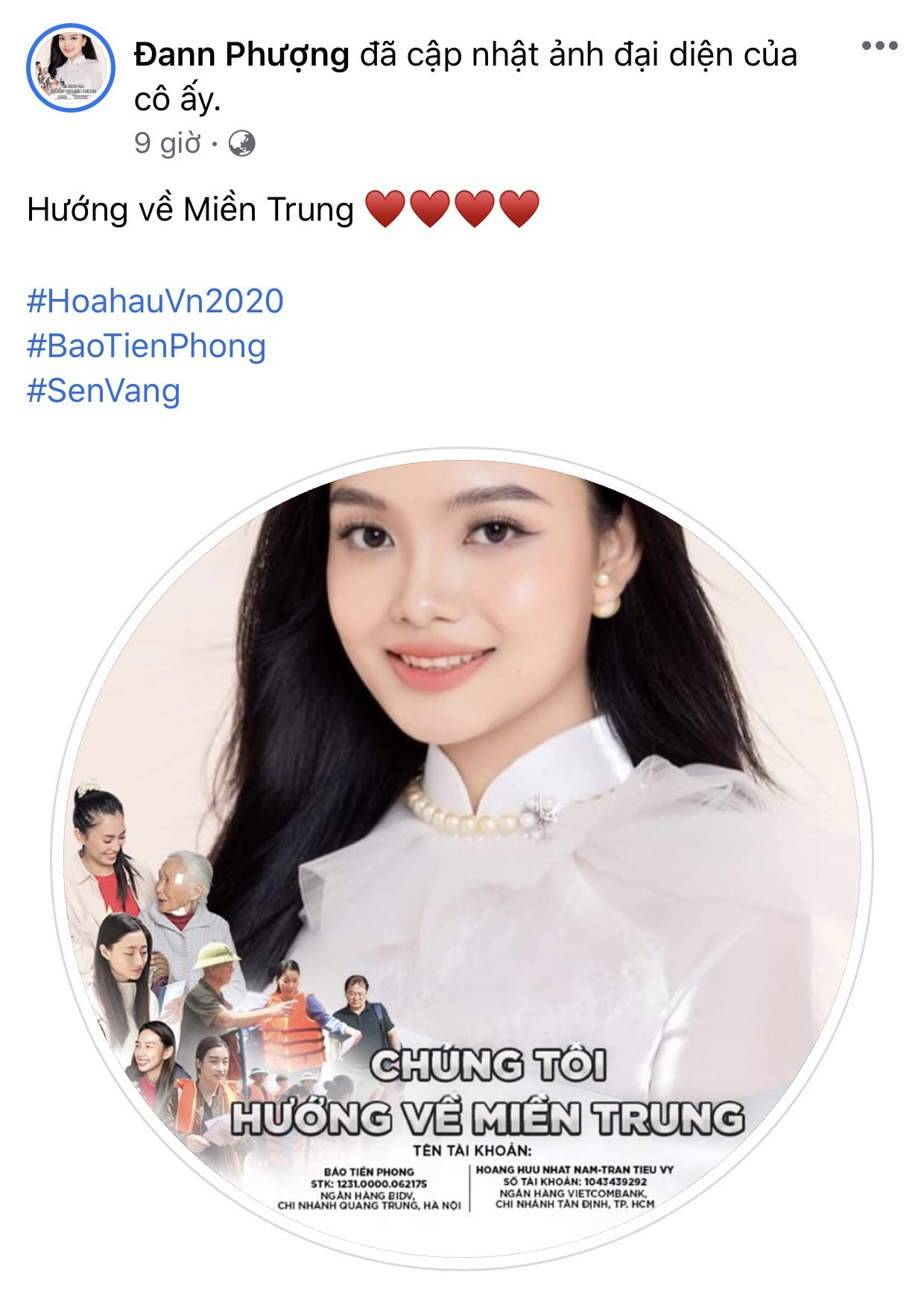 Thí sinh HHVN 2020 chia sẻ đầy xúc động, đồng loạt thay avatar hướng về miền Trung ảnh 11