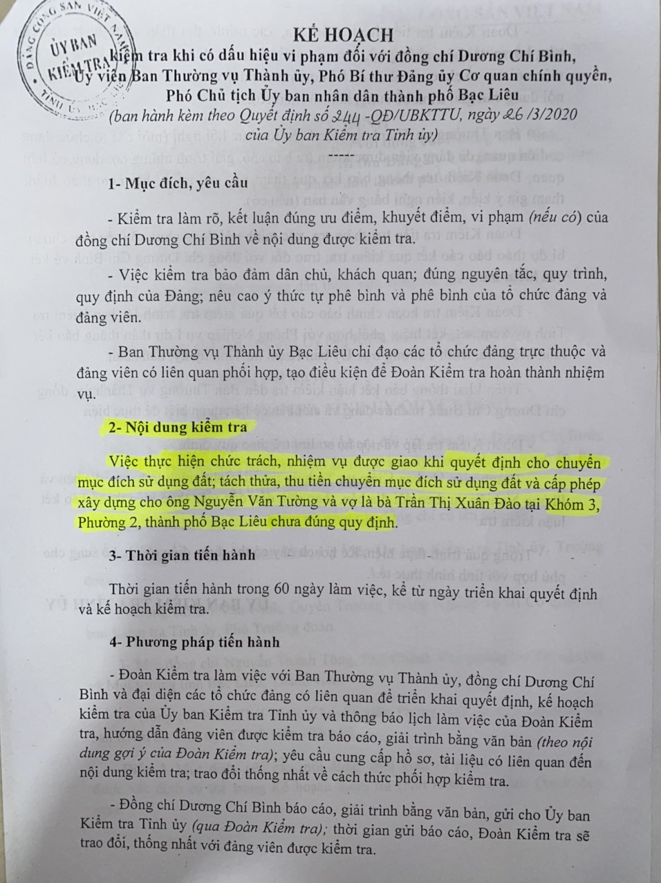 Vì sao Phó Chủ tịch UBND thành phố Bạc Liêu bị đề nghị kỷ luật? ảnh 2