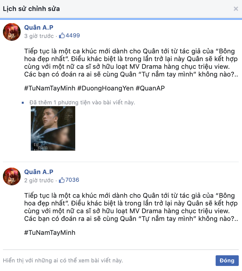 Dù giấu mặt nữ ca sĩ song ca cùng nhưng Quân A.P lại "tiện tay" ghi luôn hashtag tên đầy đủ của "nữ ca sĩ giấu mặt". Quân A.P “thả thính” poster mới kết hợp với ca sĩ giấu tên nhưng vẫn bị “soi” ra nữ chính ảnh 3