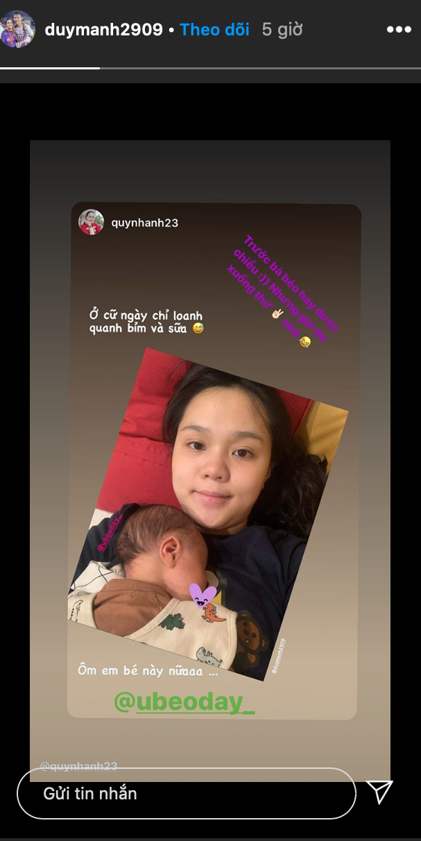 “Công chúa béo” Quỳnh Anh khoe mặt mộc sau khi sinh, lập hẳn Instagram cho bé Ú ảnh 2