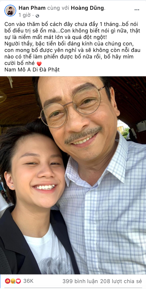 Người hâm mộ và nhiều nghệ sĩ bày tỏ sự tiếc thương tại trang Facebook của cố NSND Hoàng Dũng ảnh 2