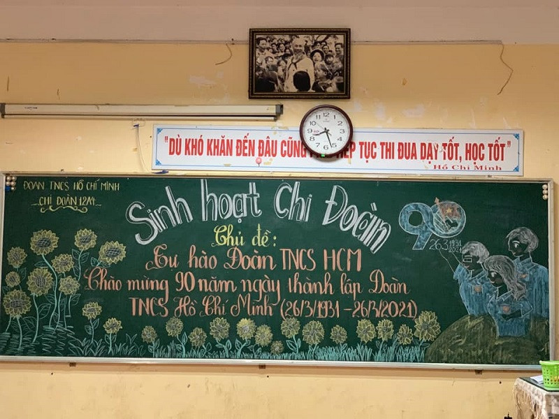 Sôi động Tháng Thanh niên: Hội học sinh đua nhau khoe màn trang trí bảng cực đẹp ảnh 6