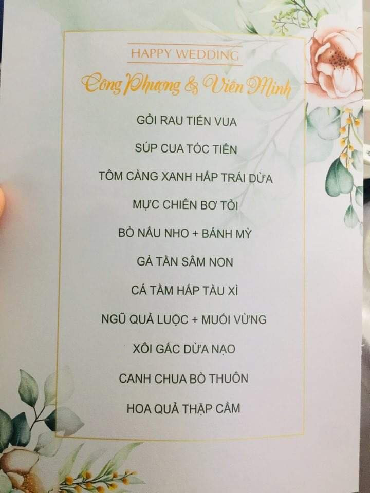 Thực đơn đám cưới Công Phượng: Toàn là “cực phẩm” nhưng dân mạng lại “than” thiếu món này ảnh 1