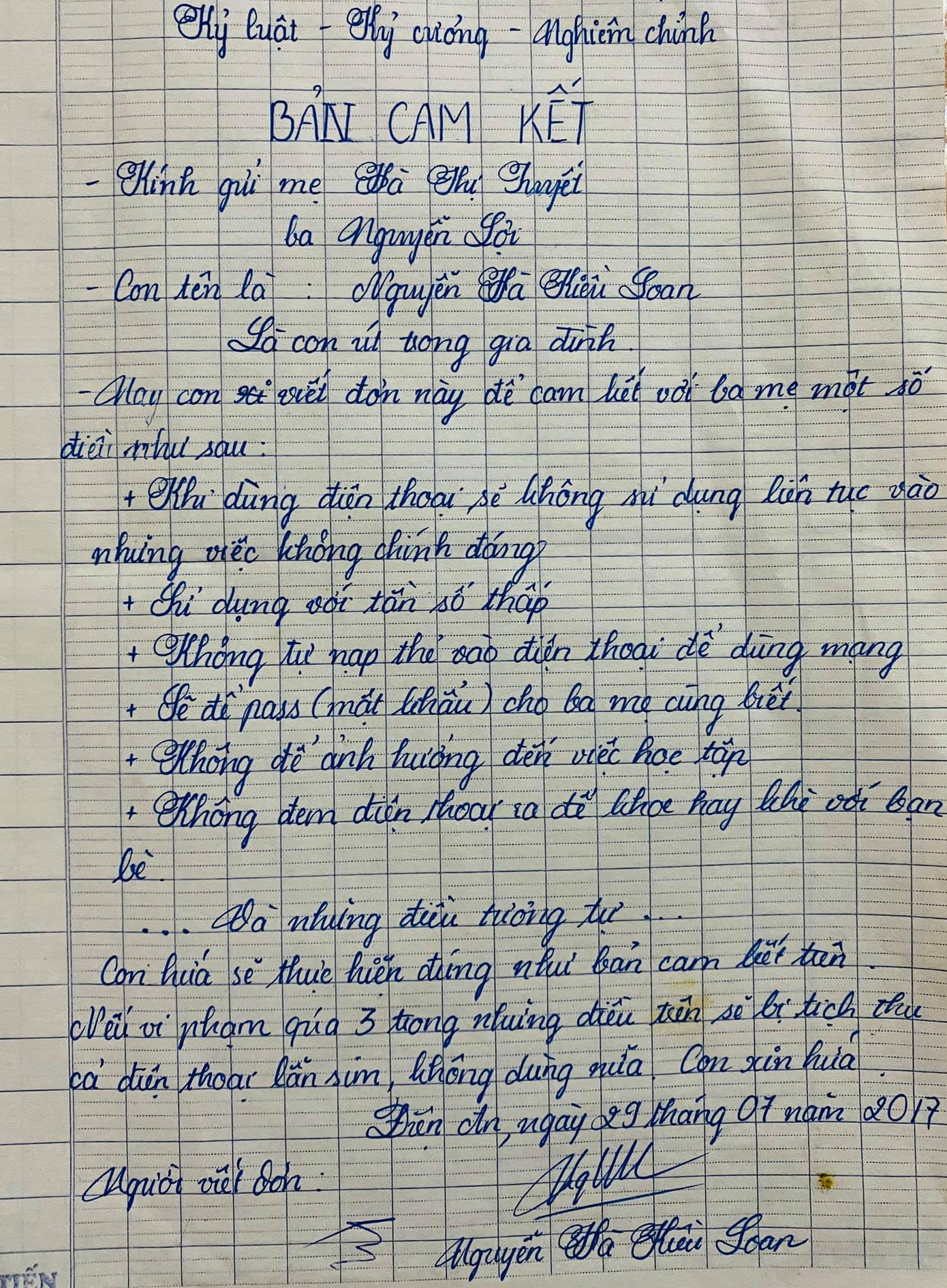 Dân mạng thích thú với bản cam kết sử dụng điện thoại năm 17 tuổi của “Á hậu rapper” Kiều Loan ảnh 2
