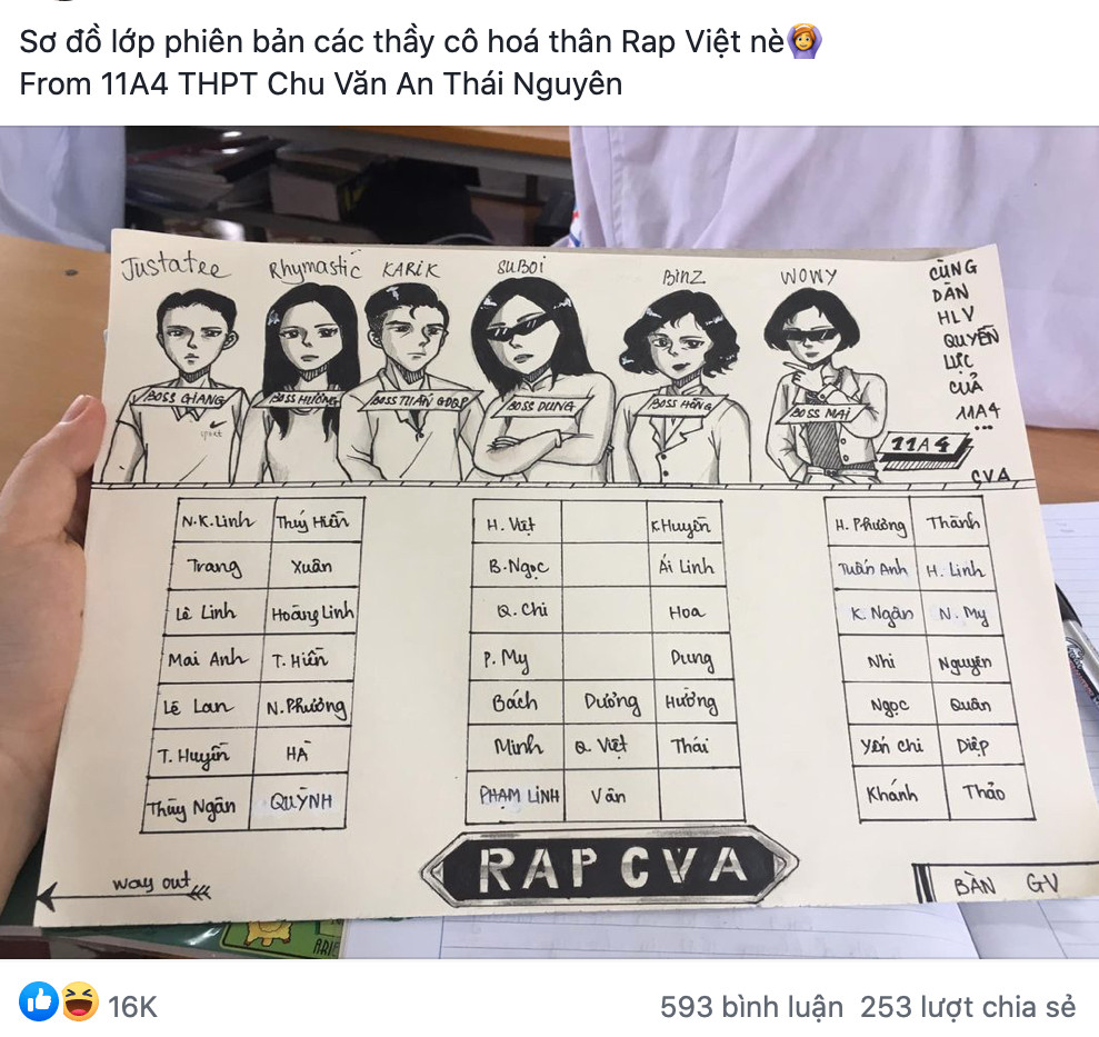 Sơ đồ lớp phiên bản Rap Việt: Thầy cô “hóa thân” thành các HLV và giám khảo cực chất ảnh 1