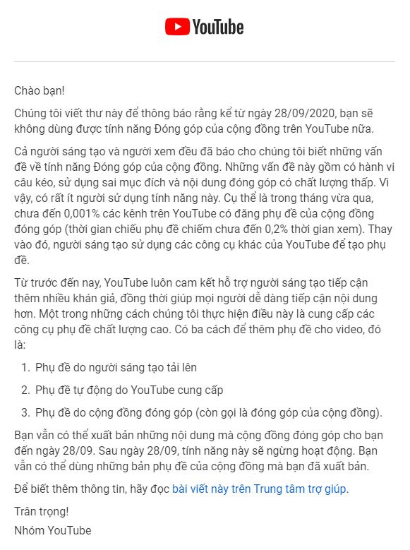 YouTube gỡ bỏ tính năng cho cộng đồng đóng góp phụ đề vì bị người dùng trục lợi cá nhân ảnh 1