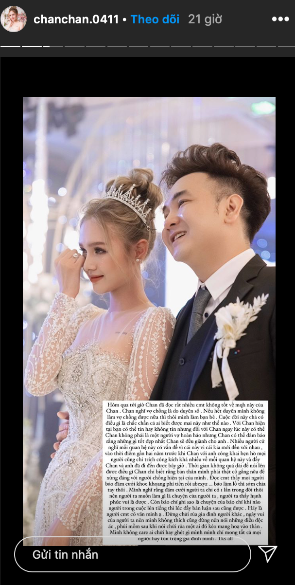 Xoài Non đăng tải một story khá dài trên Instagram đáp trả lại những bình luận tiêu cực về đám cưới của mình. Vợ của "streamer giàu nhất Việt Nam" Xemesis đáp trả cực gắt khi bị dân mạng mỉa mai ảnh 3