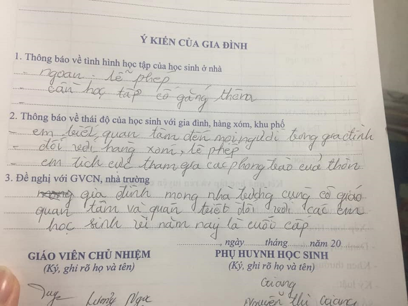 Không chỉ thầy cô ghi sổ liên lạc mới gây sốt, nhận xét của phụ huynh cũng cực bá đạo ảnh 2