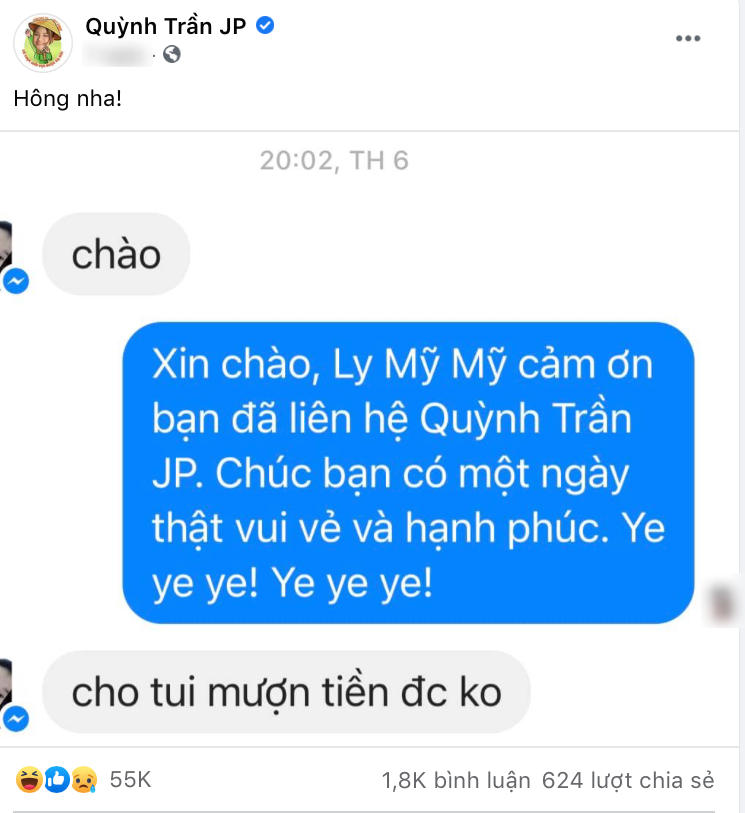 YouTuber Quỳnh Trần JP đáp trả cực gắt khi dân mạng vào hỏi “Mượn tiền được không?“ ảnh 2