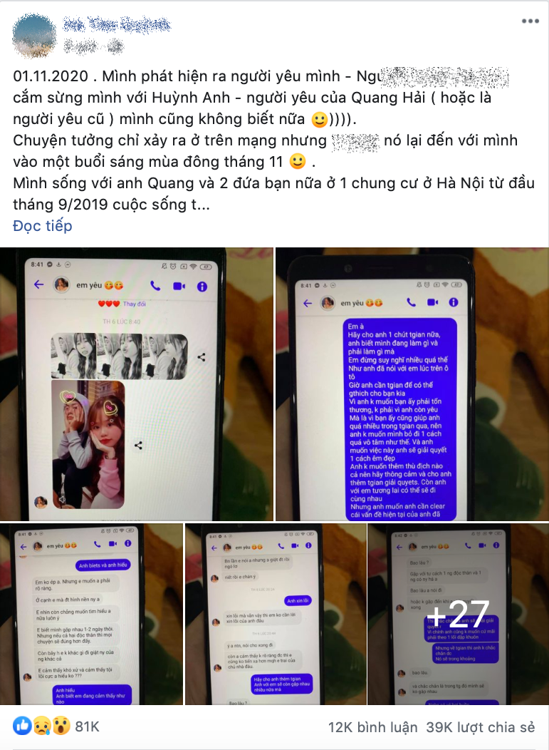 Sau 10 ngày xác nhận chia tay Huỳnh Anh, Facebook Quang Hải lại có động thái “lạ lùng” này ảnh 1