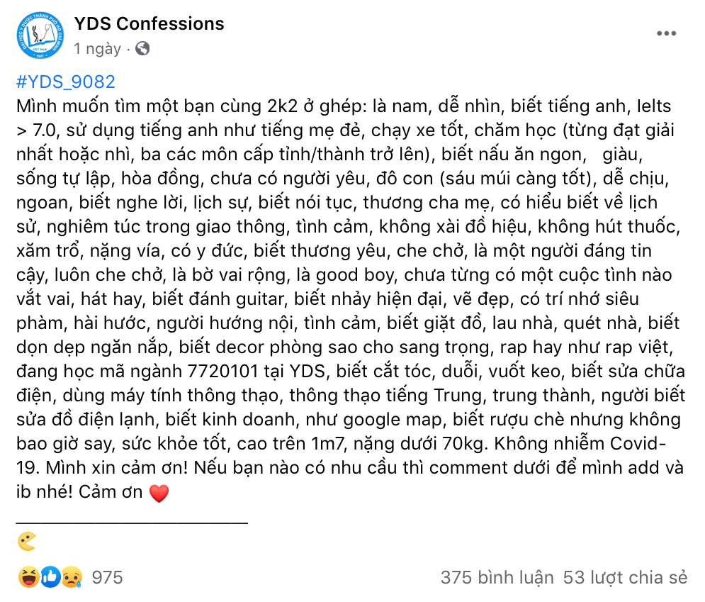 Tân sinh viên đưa ra loạt tiêu chí tìm bạn cùng phòng, dân mạng nhắn: Lên sao Hoả mà tìm! ảnh 2