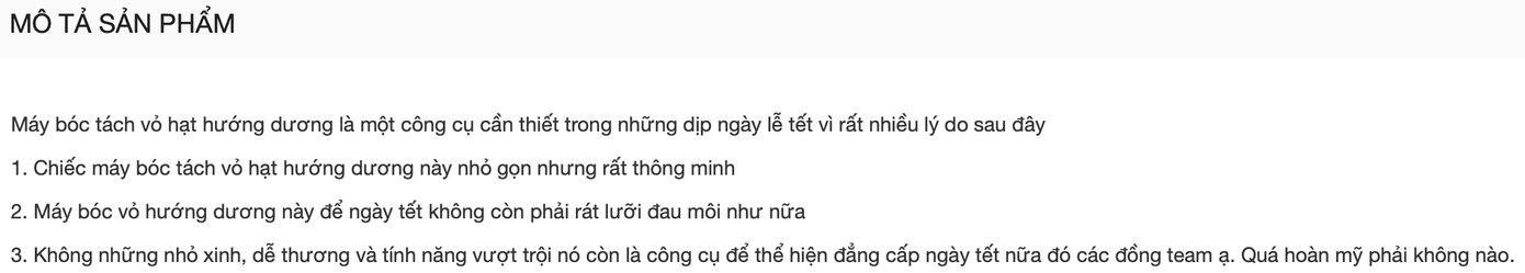 Phần giới thiệu sản phẩm trên các trang thương mại điện tử. Hí hửng lên mạng mua máy bóc vỏ hạt hướng dương tự động, liệu có “thần thánh” như quảng cáo? ảnh 4