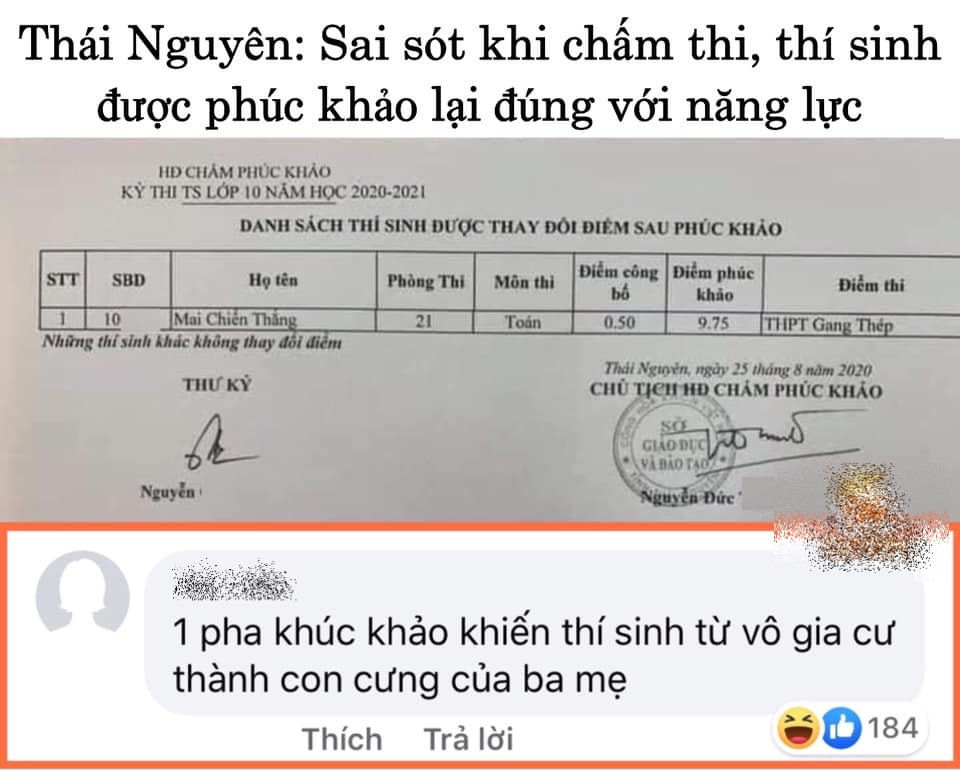 Nam sinh Thái Nguyên phúc khảo điểm từ 0,5 lên 9,75 khiến cộng đồng mạng xôn xao ảnh 3