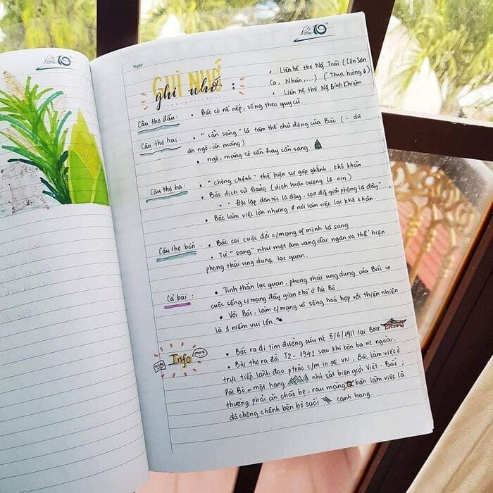 Cuốn vở Ngữ văn được trang trí đầy màu sắc, nhìn vào là muốn học bài ngay! ảnh 4