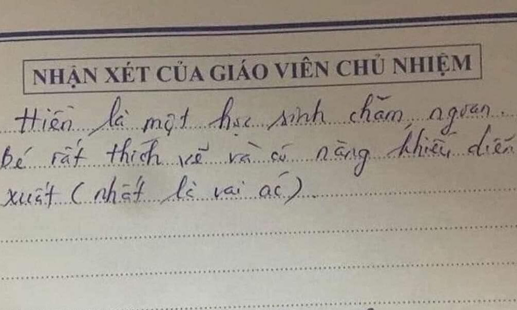 Nhận xét của giáo viên khiến học sinh “cười ra nước mắt”, không biết là khen hay chê nhỉ? ảnh 1