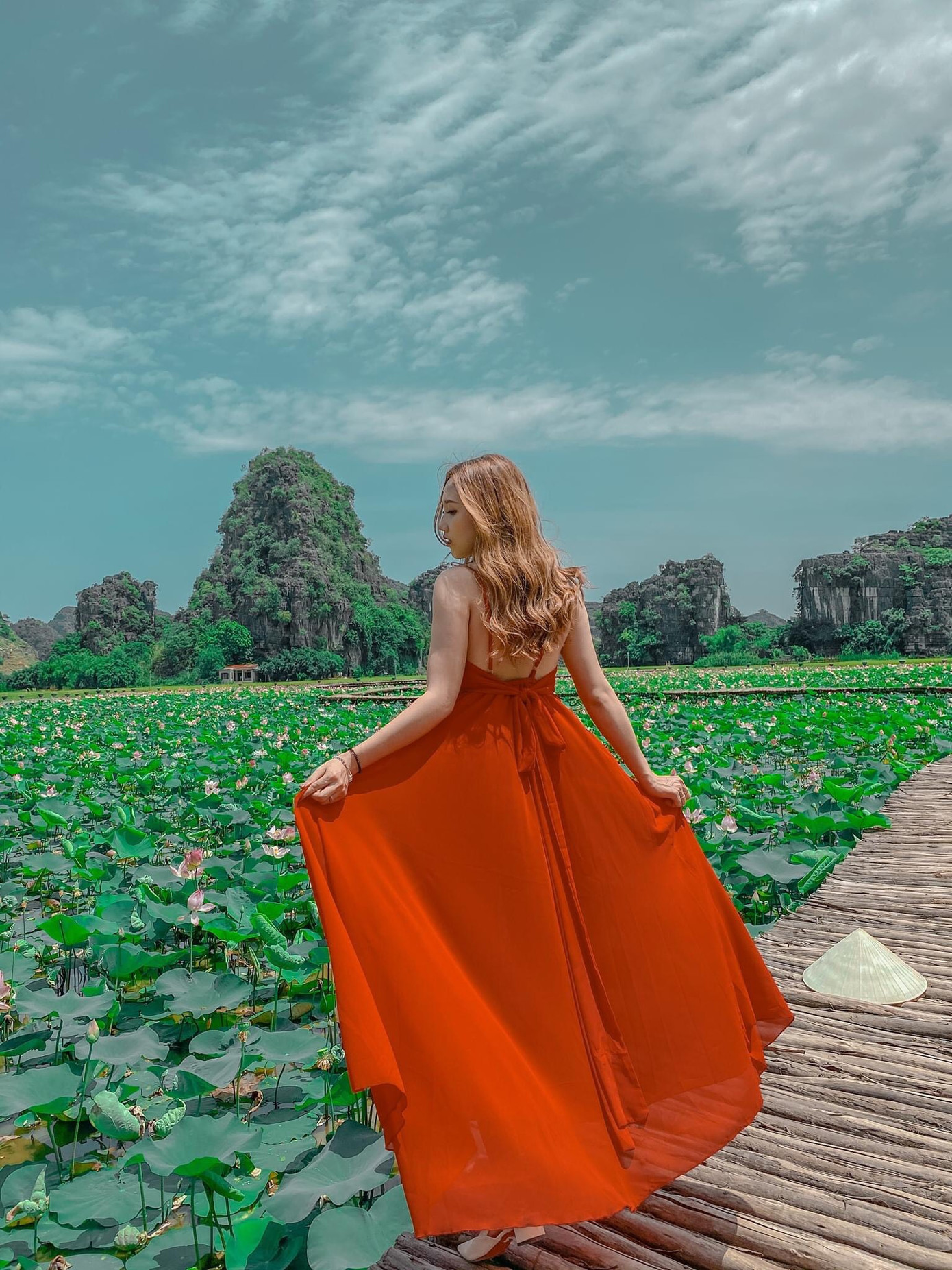 Đẹp lụy tim con đường gỗ giữa cánh đồng sen đang nở rộ ở Hang Múa (Ninh Bình) ảnh 6