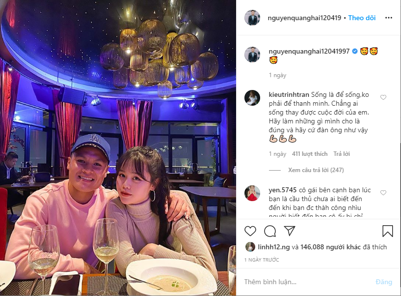 Quang Hải công khai bạn gái trên trang cá nhân Instagram Dàn cầu thủ bóng đá Việt: Người liên tiếp vướng tin đồn hẹn hò, người hạnh phúc bên tổ ấm ảnh 1