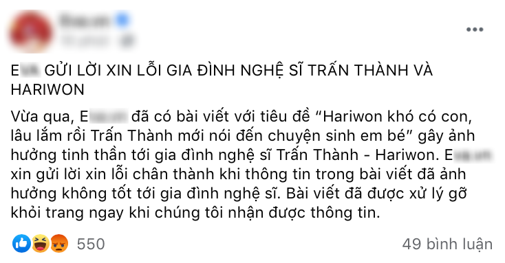 MC Trấn Thành lên tiếng bảo vệ Hari Won: “Bài viết sai sự thật, gây tổn thương tinh thần vợ tôi“ ảnh 3