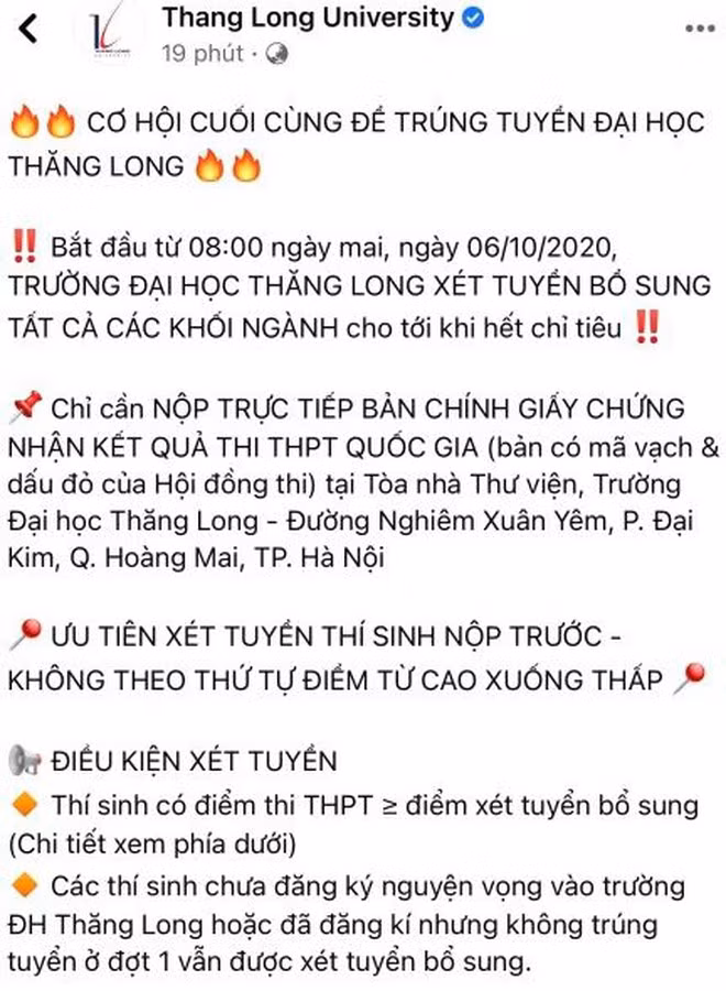 ĐH Thăng Long xét tuyển bổ sung sai quy định, phụ huynh, thí sinh thức xuyên đêm nộp hồ sơ ảnh 1