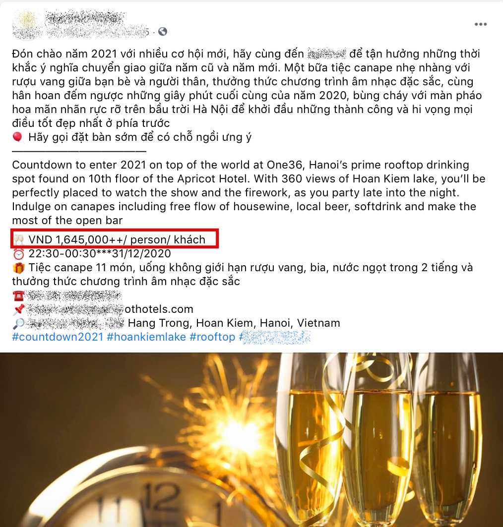 Giá đặt chỗ ngắm pháo hoa đón Giao thừa 2021 ở Hà Nội có thể lên tới gần 2 triệu đồng ảnh 1