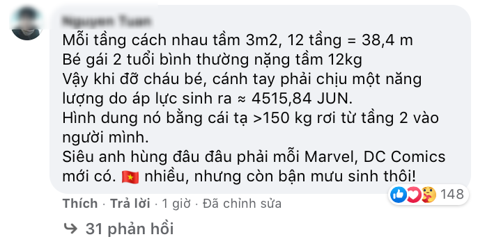 Từ vụ bé gái rơi từ tầng 12 chung cư tại Hà Nội: Dân mạng giải bài toán về lực tác động ảnh 3