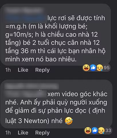 Từ vụ bé gái rơi từ tầng 12 chung cư tại Hà Nội: Dân mạng giải bài toán về lực tác động ảnh 4