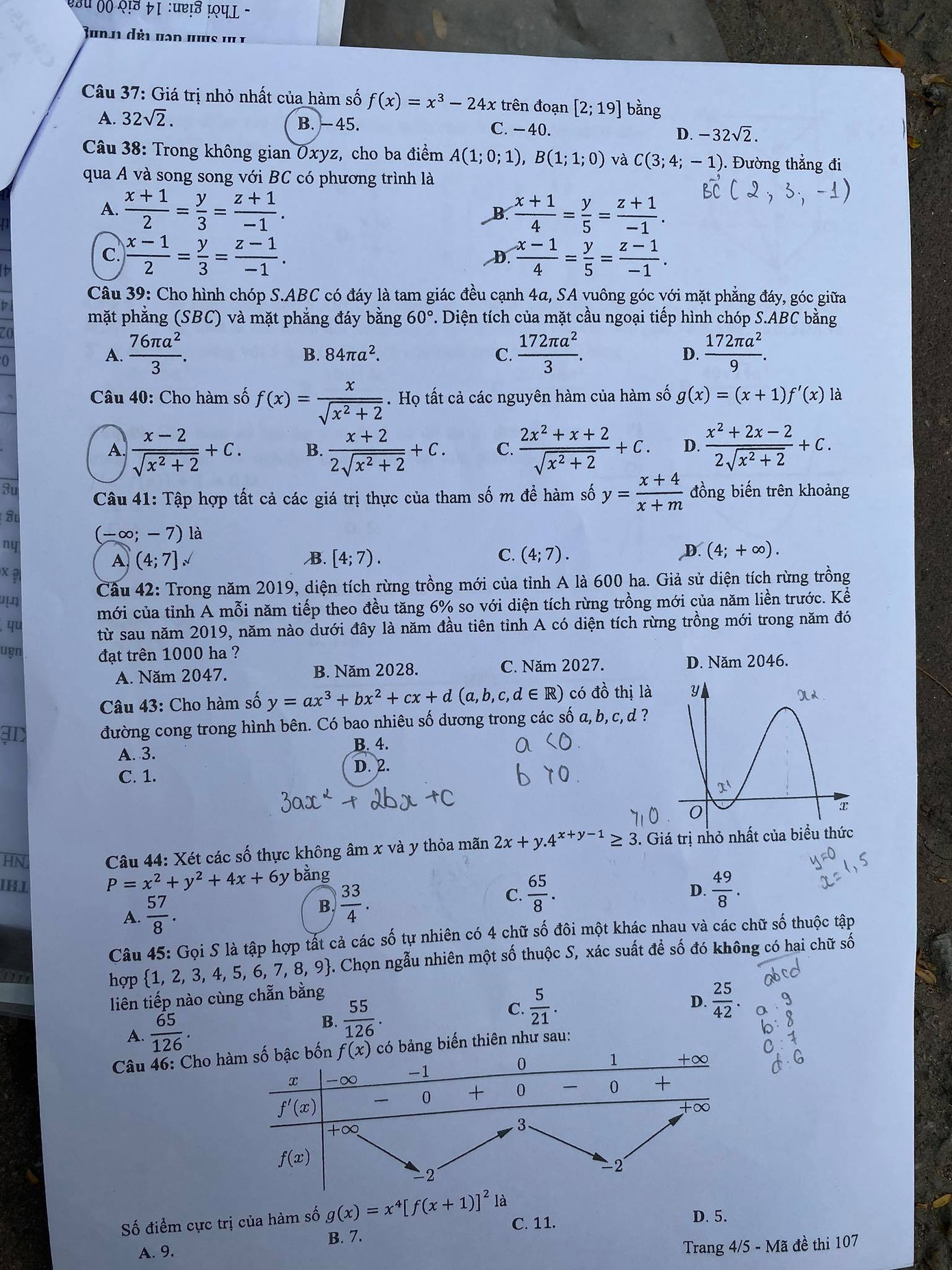 Gợi ý đầy đủ 24 mã đề Toán thi tốt nghiệp THPT ảnh 4