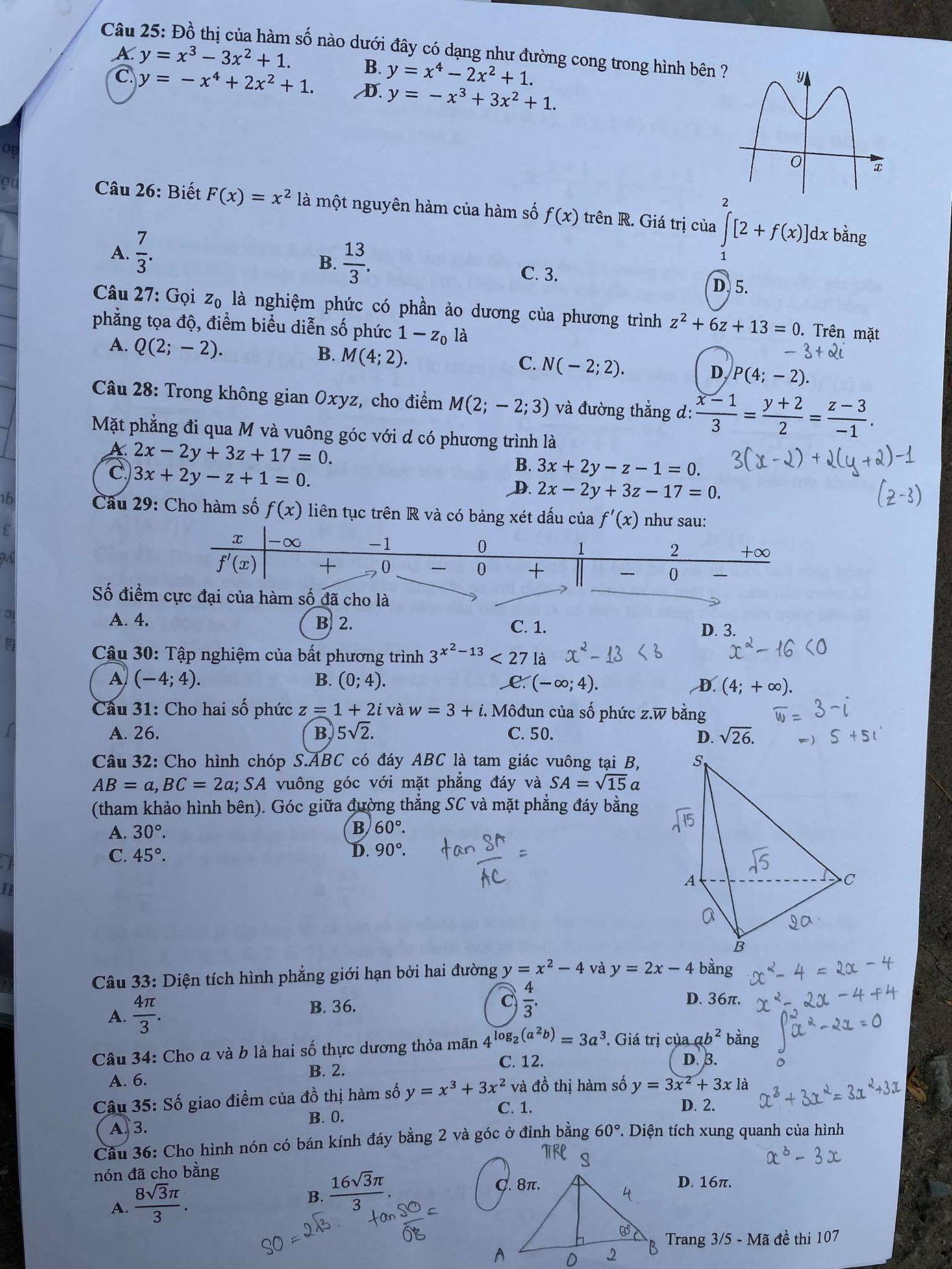 Gợi ý đầy đủ 24 mã đề Toán thi tốt nghiệp THPT ảnh 3