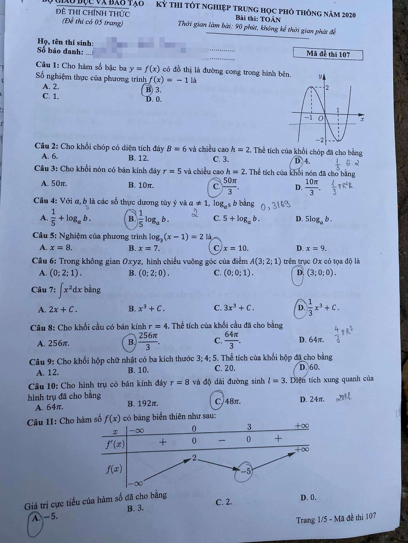 Gợi ý đầy đủ 24 mã đề Toán thi tốt nghiệp THPT ảnh 1