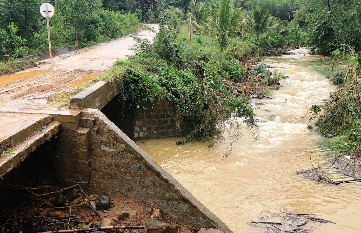 Lũ lớn làm sập nhà trên tuyến đập hồ chứa thủy điện ở Bình Định ảnh 1