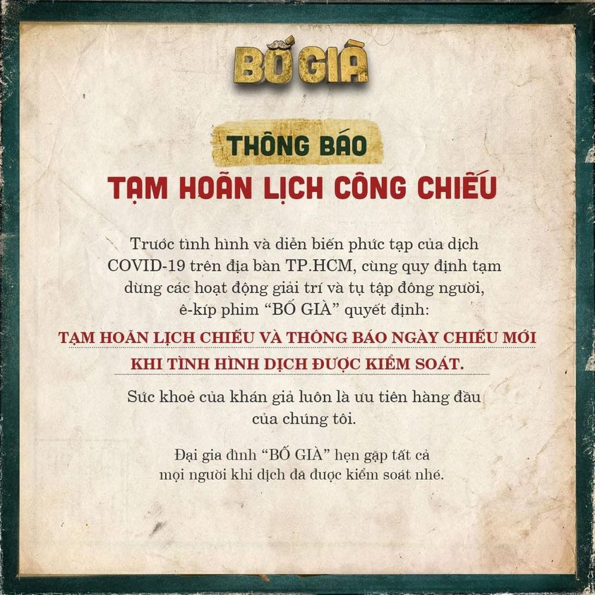 ‘Bố Già’ của Trấn Thành hủy lịch chiếu vào phút chót ảnh 1