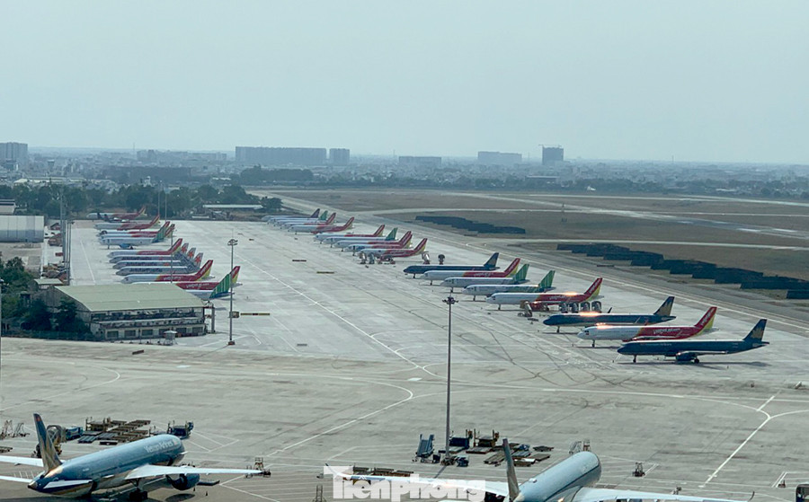 Máy bay đỗ la liệt sân bay Nội Bài, Tân Sơn Nhất do dịch COVID-19 ảnh 1