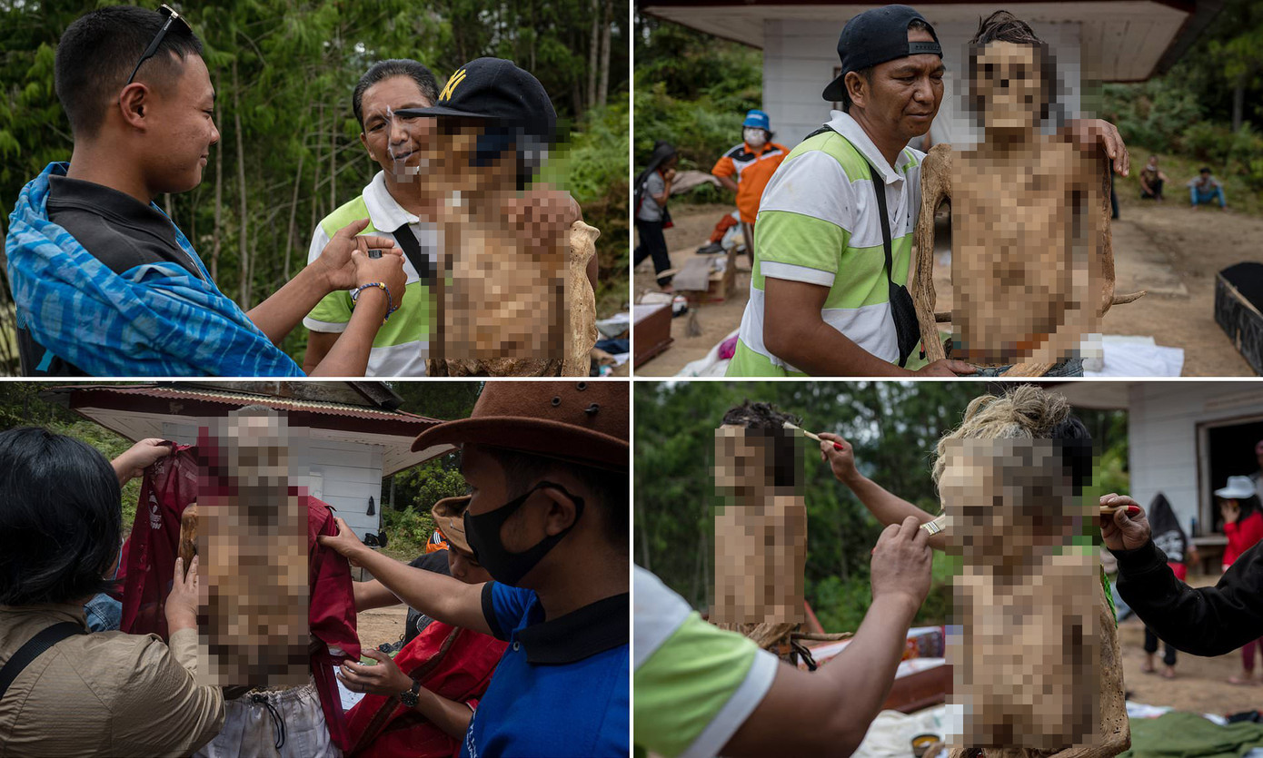 ‘Rợn người’ tục bốc mộ, trò chuyện và thậm chí ôm, chụp ảnh với thi thể ở Indonesia ảnh 1