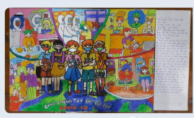 Độc đáo tranh vẽ phòng chống COVID -19 của thiếu nhi Thủ đô ảnh 3