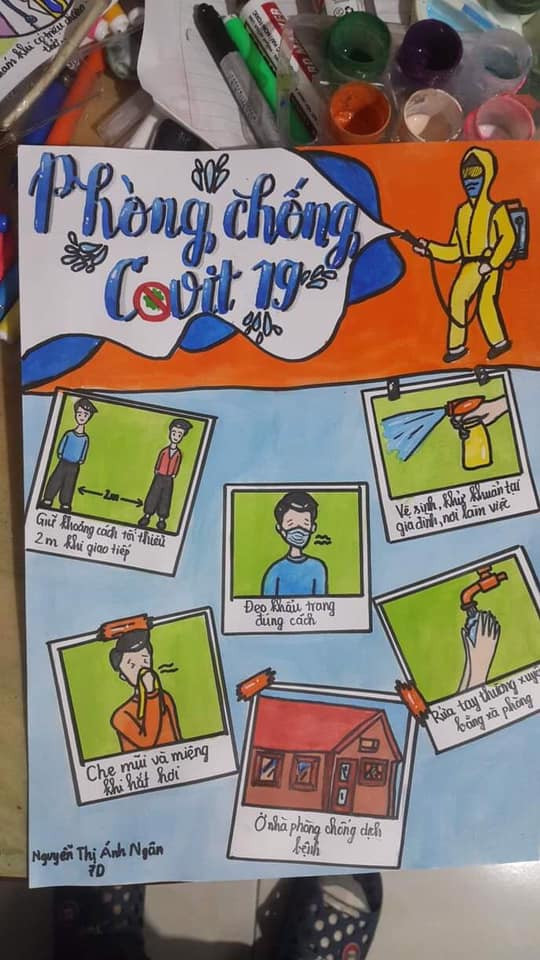 Độc đáo tranh vẽ phòng chống COVID -19 của thiếu nhi Thủ đô ảnh 7
