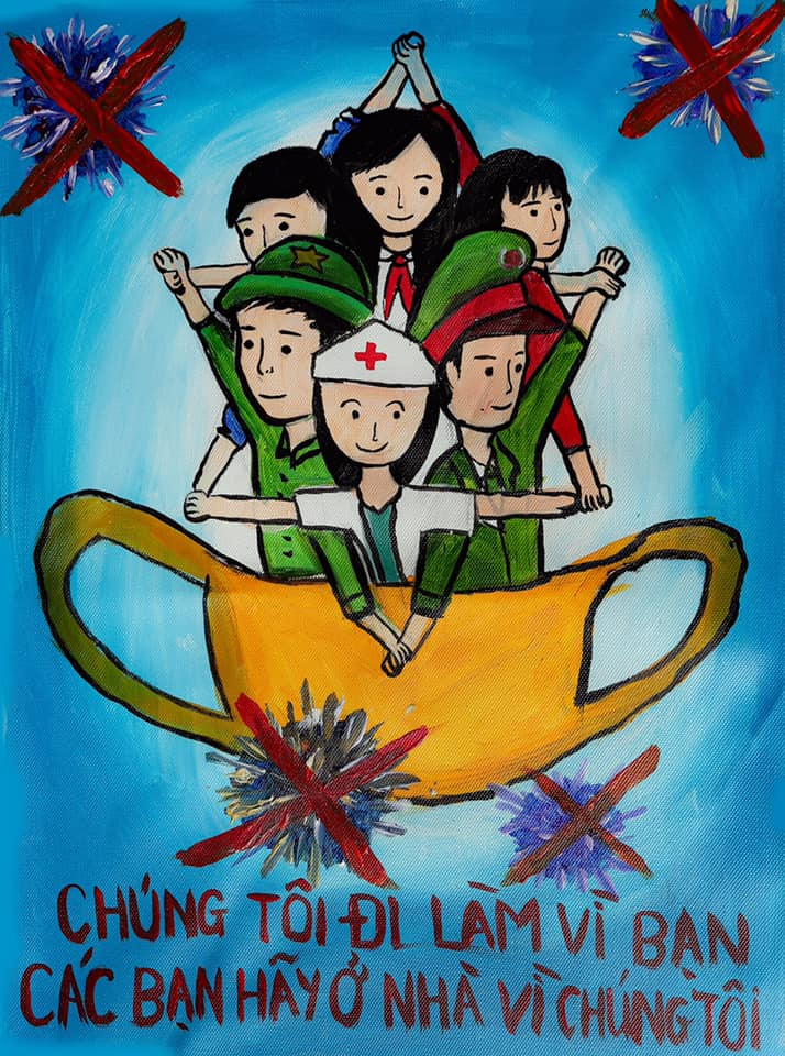 Độc đáo tranh vẽ phòng chống COVID -19 của thiếu nhi Thủ đô ảnh 2