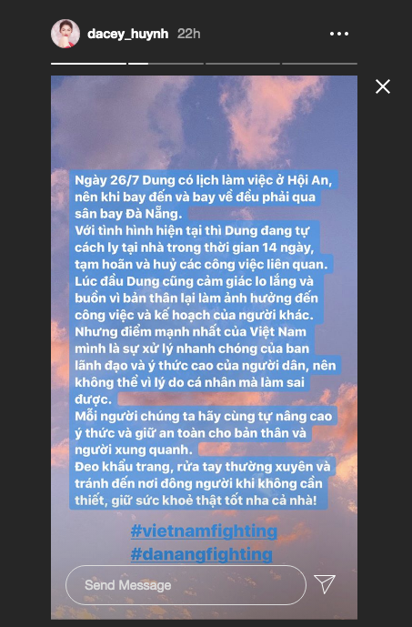 Á hậu Thuỳ Dung tự cách ly ở nhà 14 ngày sau khi đi qua sân bay Đà Nẵng ảnh 2