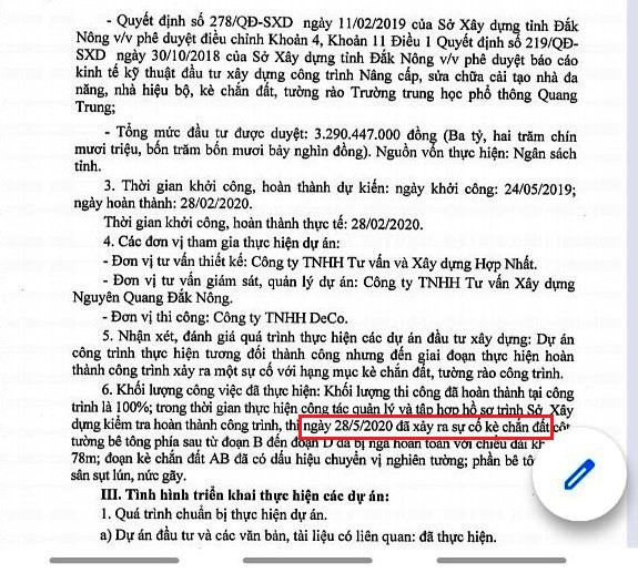 Báo cáo vênh nhau về thời gian công trình tiền tỷ sập ở Đắk Nông ảnh 1