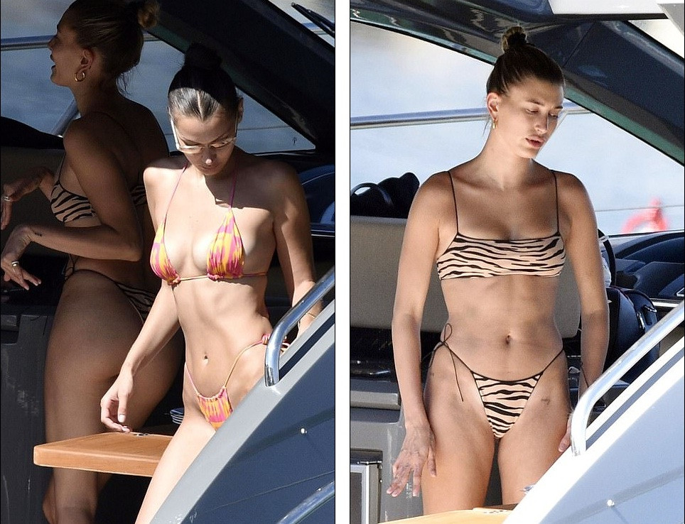 Bella Hadid và Hailey Bieber đọ dáng với bikini bé xíu trên du thuyền ảnh 3