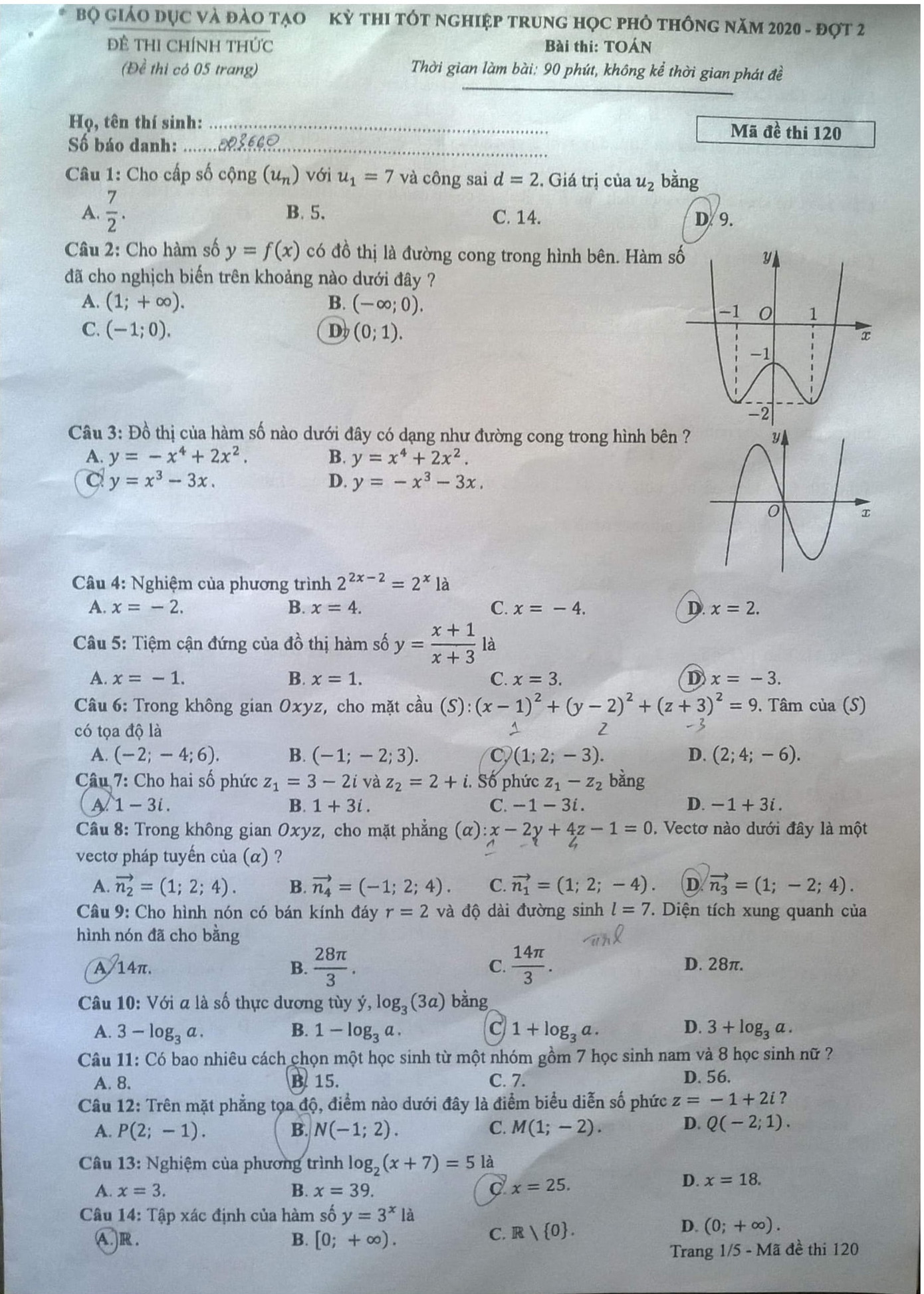 Đề thi môn Toán tốt nghiệp THPT đợt 2 có độ khó tương đương đợt 1 ảnh 1