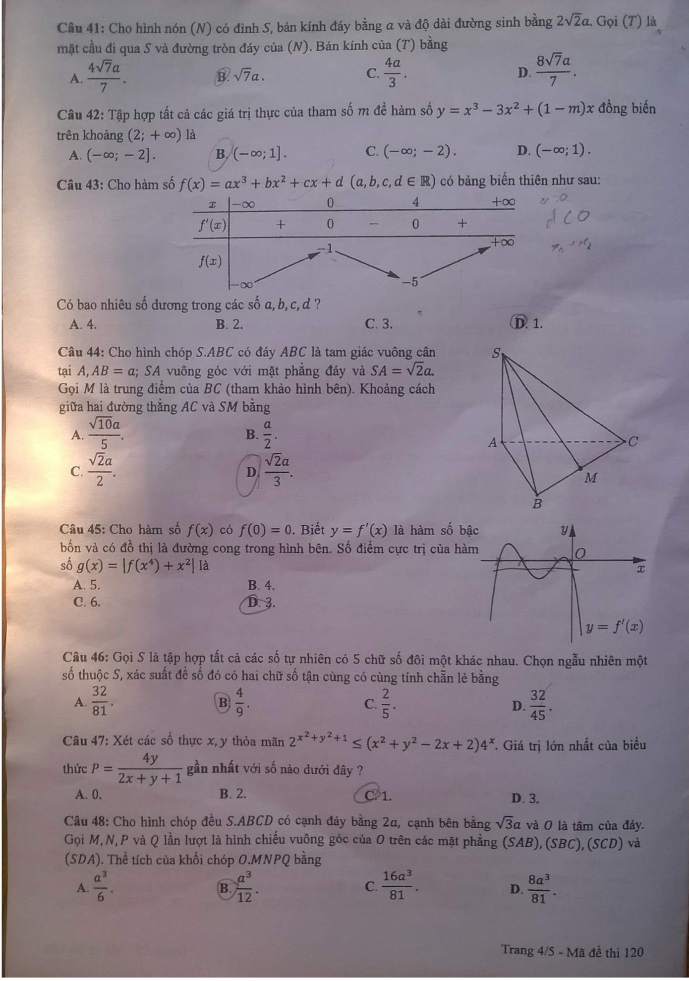 Đề thi môn Toán tốt nghiệp THPT đợt 2 có độ khó tương đương đợt 1 ảnh 4