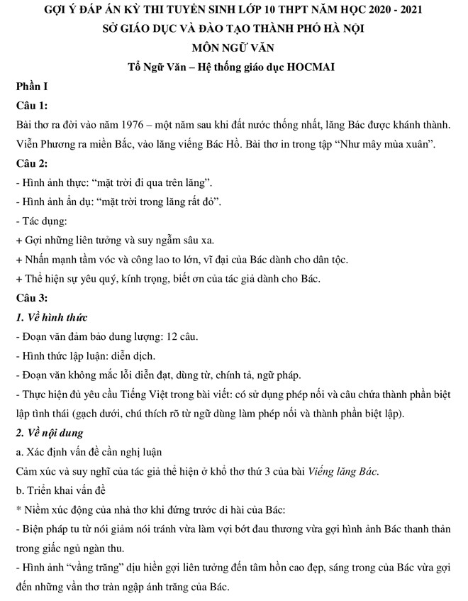 Nhận xét, gợi ý giải đề ngữ văn thi lớp 10 ở Hà Nội ảnh 2