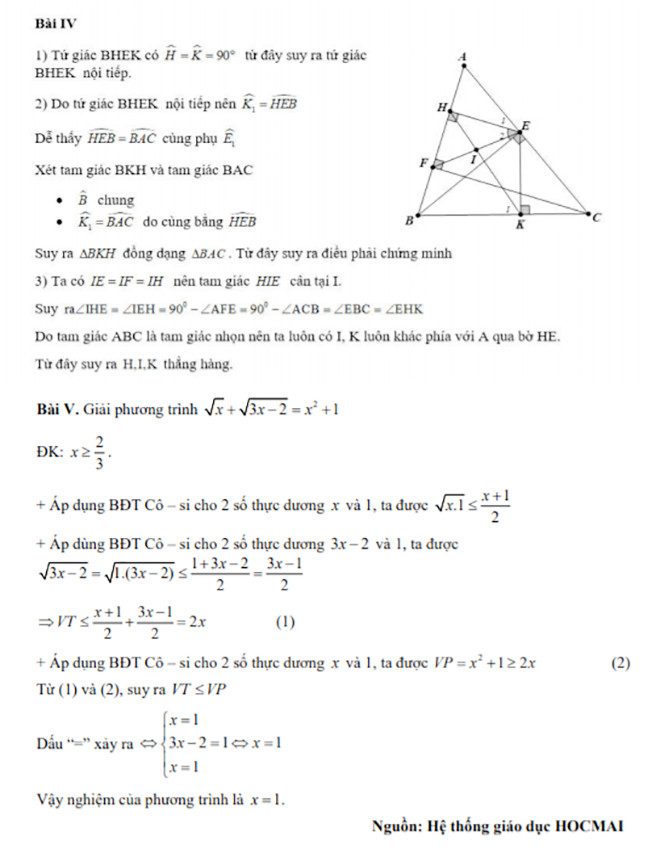 Gợi ý đáp án môn Toán trong kỳ thi tuyển sinh lớp 10 THPT của Hà Nội ảnh 4