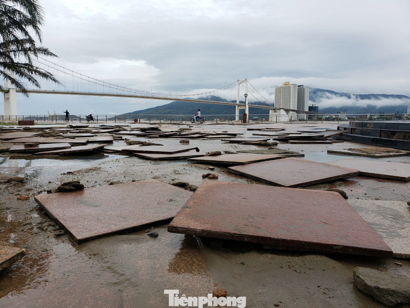 Bờ biển Đà Nẵng ngổn ngang, kè sông sụt lún vì bão số 13 ảnh 5