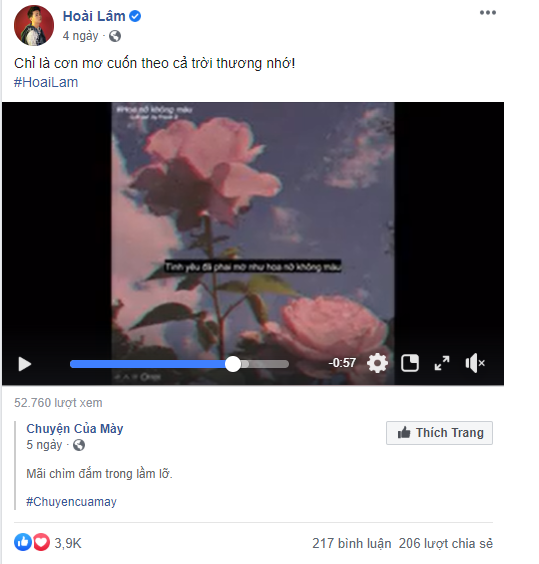 Hiện tại bài đăng gần đây nhất của Hoài Lâm là đoạn clip về bài hát "Hoa nở không màu" được chia sẻ từ một trang khác. (Ảnh: chụp màn hình) Nhập viện sau loạt bài đăng “up rồi lại xóa”, Hoài Lâm khiến người hâm mộ lo lắng ảnh 4