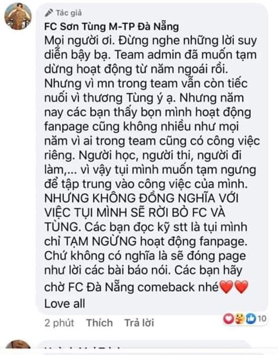 Các FC “khủng” của Sơn Tùng M-TP đột ngột tuyên bố ngưng hoạt động, điều gì đã xảy ra? ảnh 3