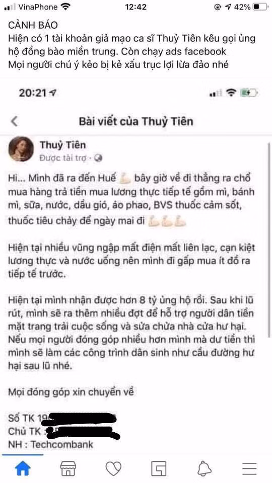 Không chỉ bị mạo danh, Thủy Tiên còn phát hiện bị kẻ xấu ăn chặn 40% tiền từ thiện ảnh 1