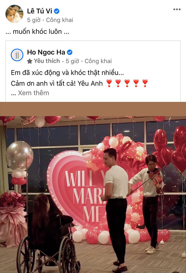 Tú Vi cũng rưng rưng cảm xúc với màn cầu hôn bất ngờ của Kim Lý dành cho Hà Hồ. Hàng loạt sao Việt “bật khóc” cùng Hồ Ngọc Hà trước màn cầu hôn bất ngờ của Kim Lý ảnh 8
