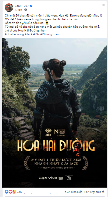 Kênh YouTube của Jack tăng hơn nửa triệu người đăng ký sau MV “Hoa Hải Đường“ ảnh 3